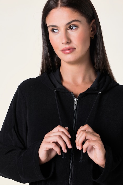 Bademantel, 2-Wege-Zipper, Kapuze, Frottee