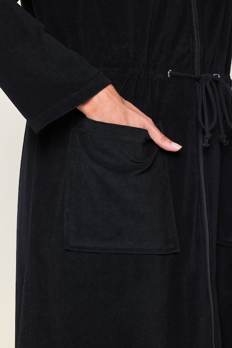 Bademantel, 2-Wege-Zipper, Kapuze, Frottee