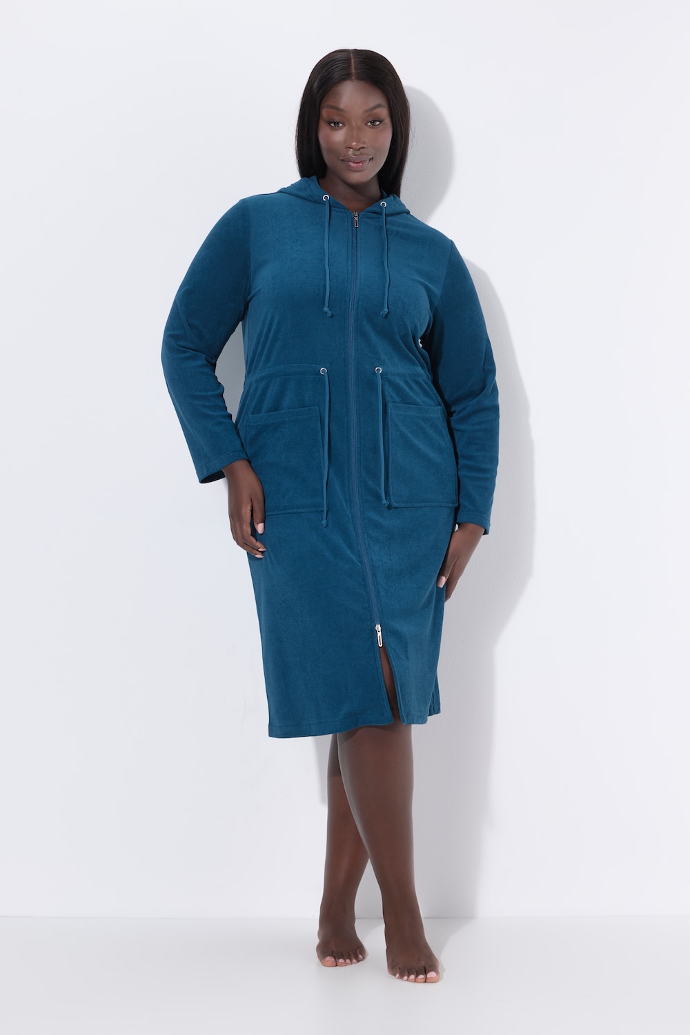 Thumbnail - Große Größen Bademantel, Damen, türkis, Größe: 46/48, Baumwolle/Polyester, Ulla Popken