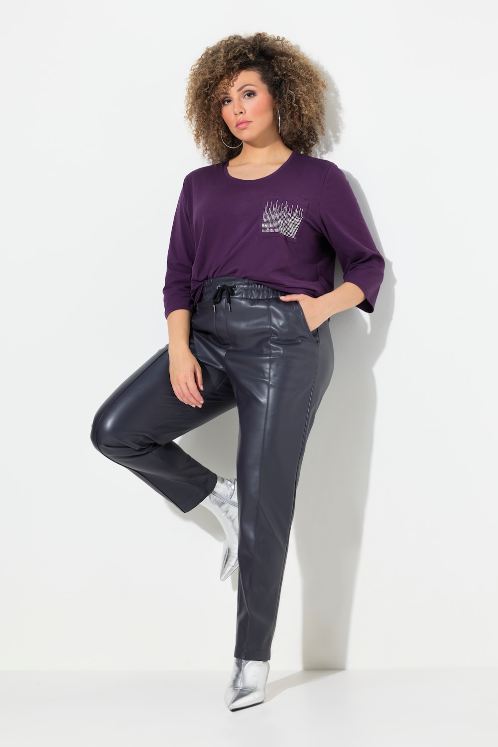 Große Größen 7/8-Hose, Damen, grau, Größe: 48, Polyester/Synthetische Fasern, Ulla Popken