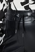 Pantaloni 7/8, aspect de piele, cusături decorative, talie elastică