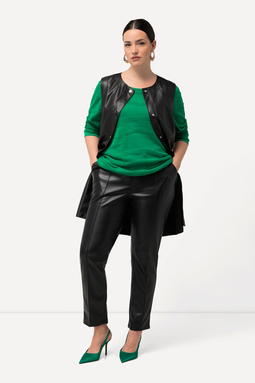 Grote Maten 7/8-broek, Dames, zwart, Maat: 58, Polyester/Synthetische vezels, Ulla Popken