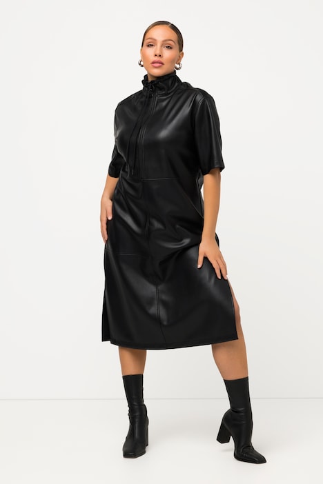 Faux Leather Sleeveless Midi Dress