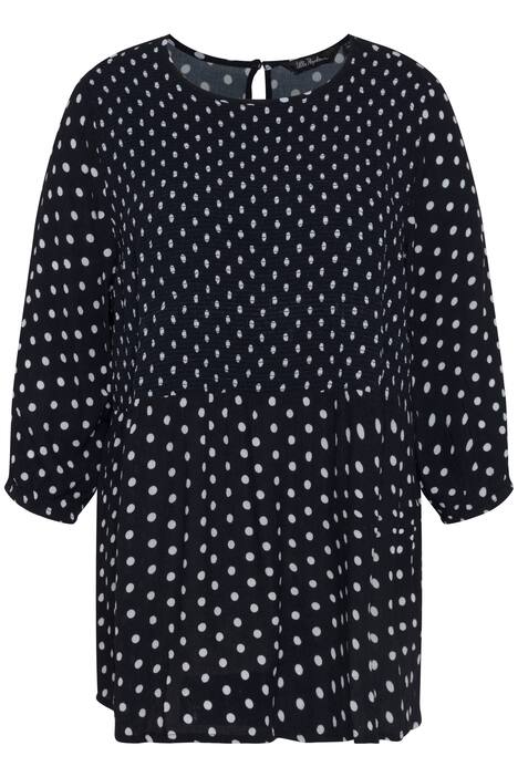 Halenka, mačkaná vsadka, A střih, kulatý výstřih, 3/4 rukávy