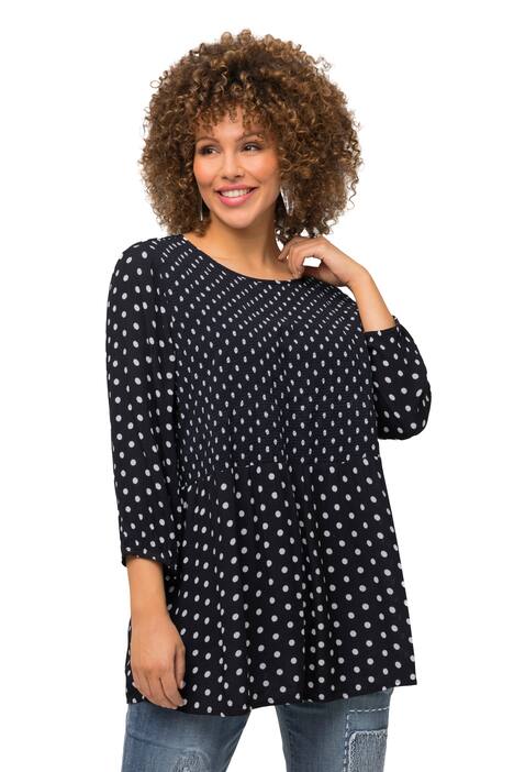 Halenka, mačkaná vsadka, A střih, kulatý výstřih, 3/4 rukávy