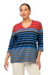Pruhované tričko, vpředu dvouvrstvé, výstřih do V, 3/4 rukávy