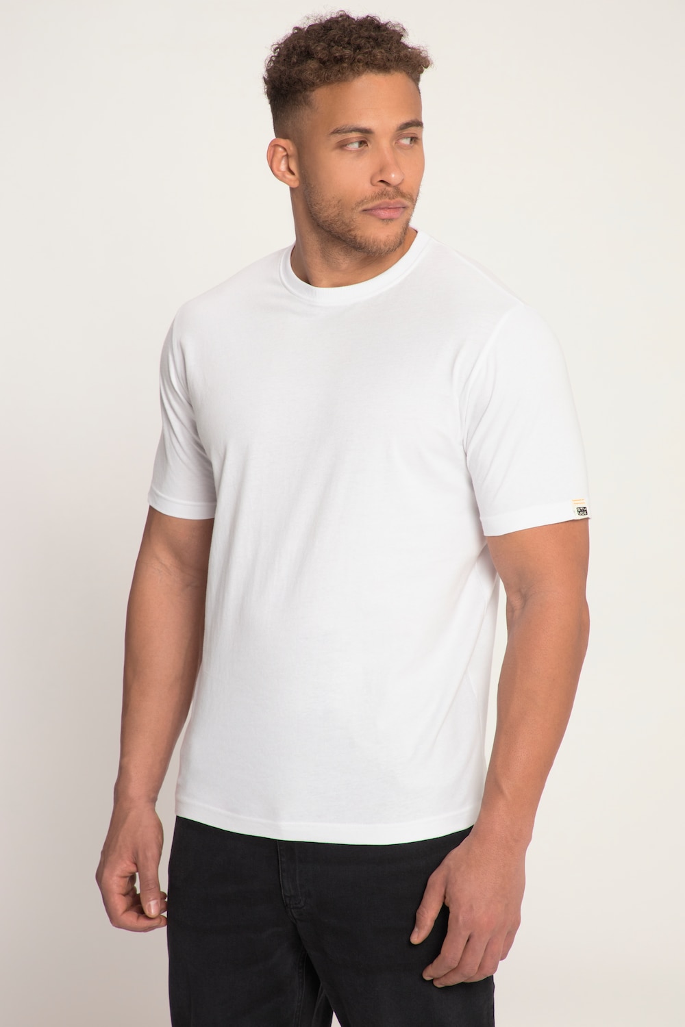 grandes tailles t-shirt sthuge à col rond et manches courtes, femmes, blanc, taille: 3xl, coton, sthuge