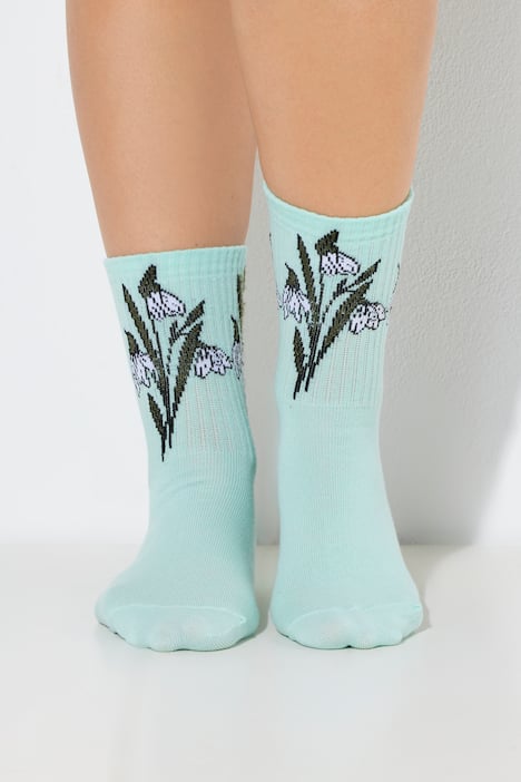 sokken, bloemen, zachte ribschacht