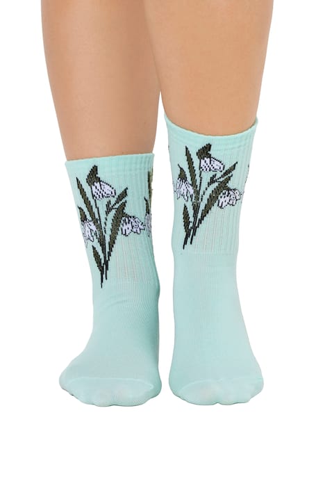 Ponožky, květy, měkká žebrovaná holeň