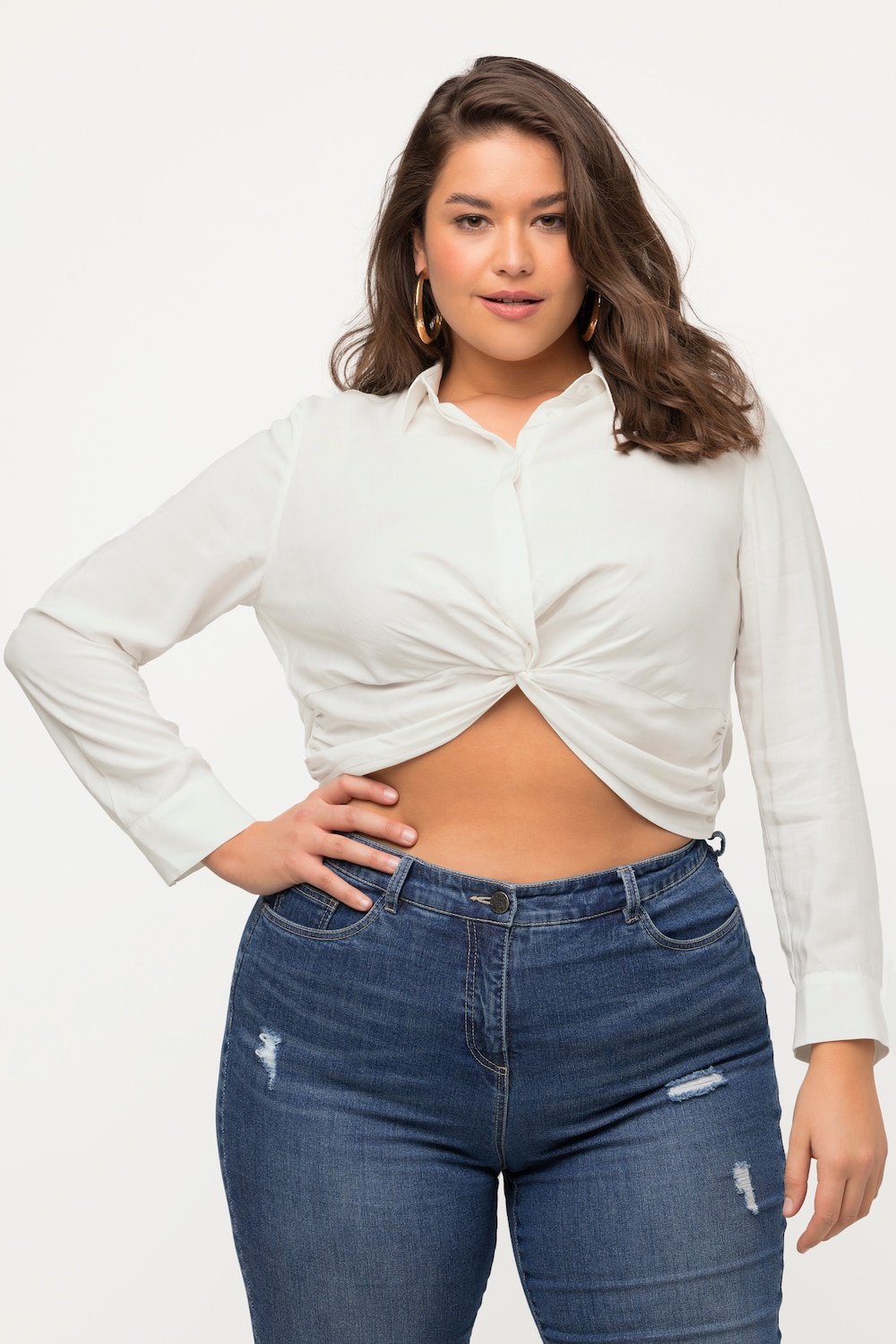 Große Größen Hemdbluse, Damen, weiß, Größe: 54/56, Viskose, Ulla Popken