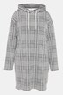 Hoodie-Kleid, oversized, Karo, Kapuze, Langarm