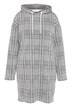 Šaty s kapucí, oversize, kostkované, dlouhé rukávy