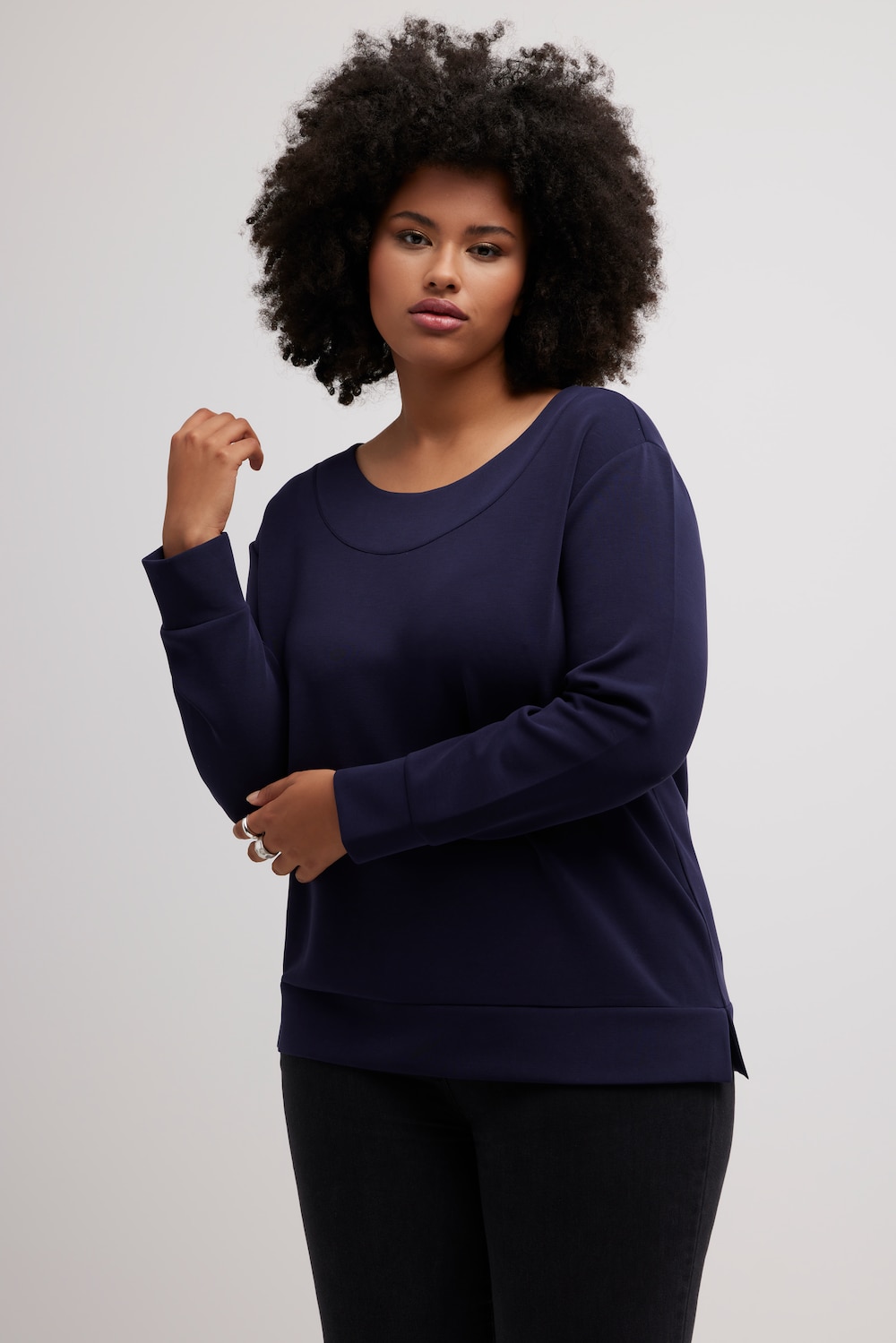 Grote Maten sweatshirt, Dames, blauw, Maat: 50/52, Synthetische vezels/Polyester, Ulla Popken