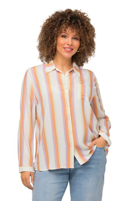 Košilová halenka, pruhy, límeček, dlouhé rukávy