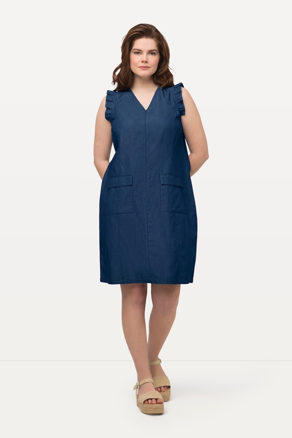 Große Größen Kleid, Damen, blau, Größe: 50/52, Baumwolle, Ulla Popken