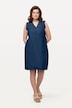 Robe, effet jean, ligne en A, col en V, manches papillon