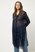 longline blouse, grafische print, chiffon, overhemdkraag, lange mouwen