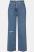 jeans, high waist, wijde pijpen, 5-pocket, cutted onderaan de pijpen