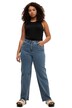 Džíny, vysoký pas, široké nohavice, 5 kapes, nastřižený lem