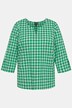 Bluse, Vichykaro, A-Linie, Tunika-Ausschnitt, 3/4-Arm