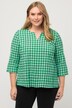 Bluse, Vichykaro, A-Linie, Tunika-Ausschnitt, 3/4-Arm