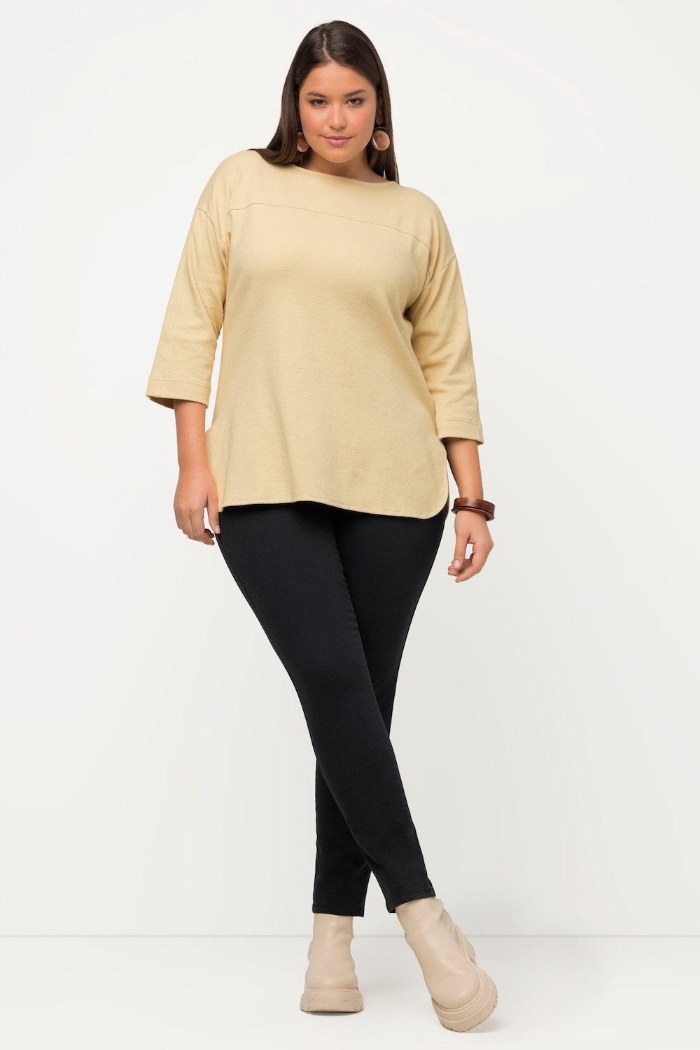 Grote Maten shirt, Dames, beige, Maat: 50/52, Katoen, Ulla Popken