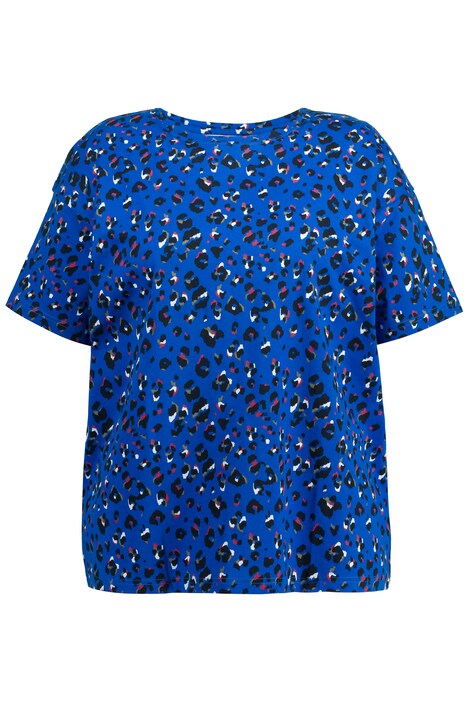 Tričko, oversize, barevný leopardí potisk, kulatý výstřih, krátké rukávy