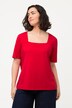 T-shirt, ozdobny szew, dekolt karo, krótki rękaw