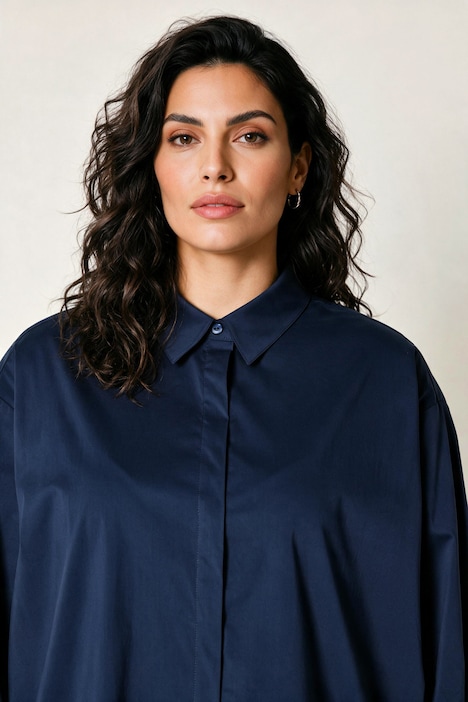Hemdbluse, oversized, Hemdkragen, Langarm