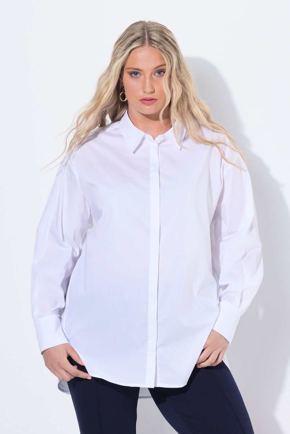 Große Größen Hemdbluse, Damen, weiß, Größe: 46/48, Baumwolle/Synthetische Fasern, Ulla Popken