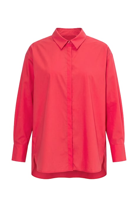 Košilová halenka, perleťové knoflíky, oversize, límeček, dlouhé rukávy