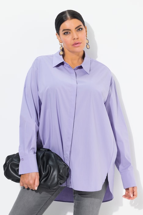 Stretch Cotton Blend Tunic Shirt