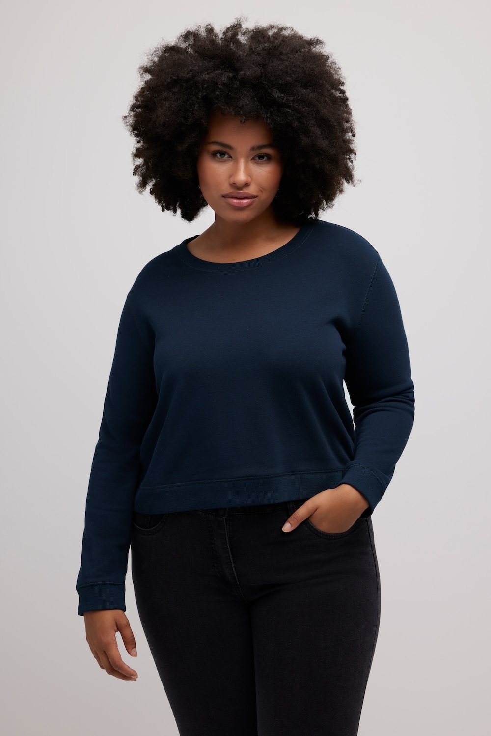 Große Größen Sweatshirt, Damen, blau, Größe: 46/48, Baumwolle/Polyester, Ulla Popken