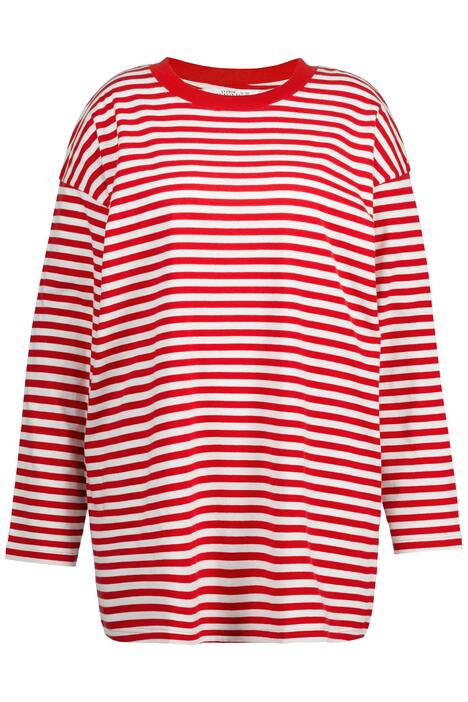 Tričko s dlouhými rukávy, oversize, proužky, kulatý výstřih