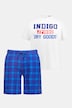 Schlafanzug, kurz, Shirt mit Print, karierte Shorts
