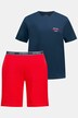 Schlafanzug, kurz, Shirt, gemusterte Shorts