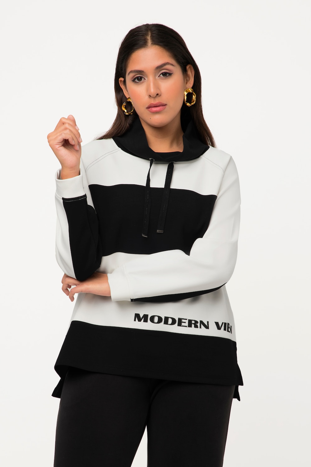 sweatshirt, colorblocking, opstaande kraag, lange mouwen