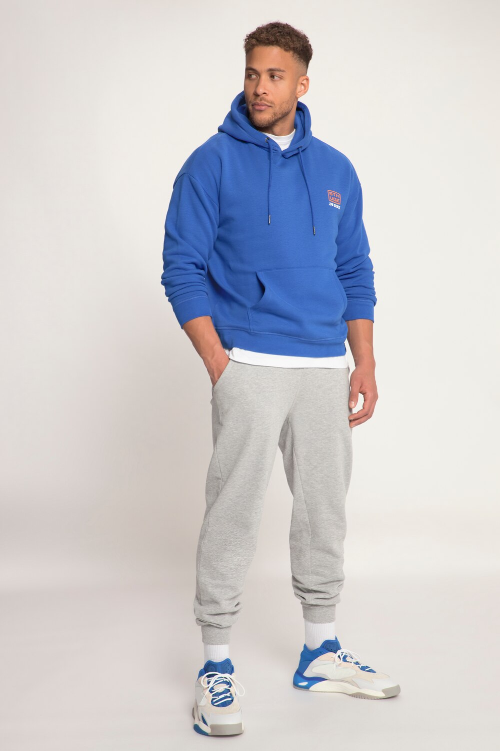 Grote Maten STHUGE joggingbroek met zakkenmale, grijs, Maat: L, Katoen/Viscose, STHUGE