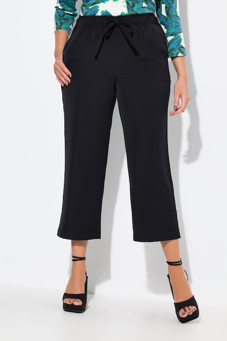 Pantalon 7/8 à taille élastique, cordon de serrage et pinces