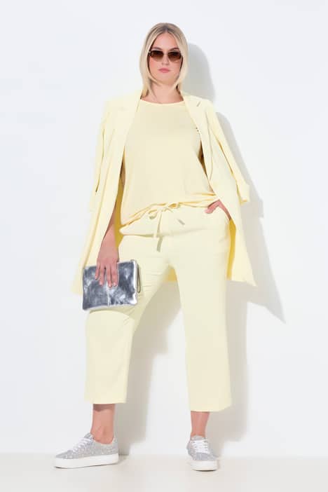 7/8-broek, persplooien, elastische tailleband, strikbandje