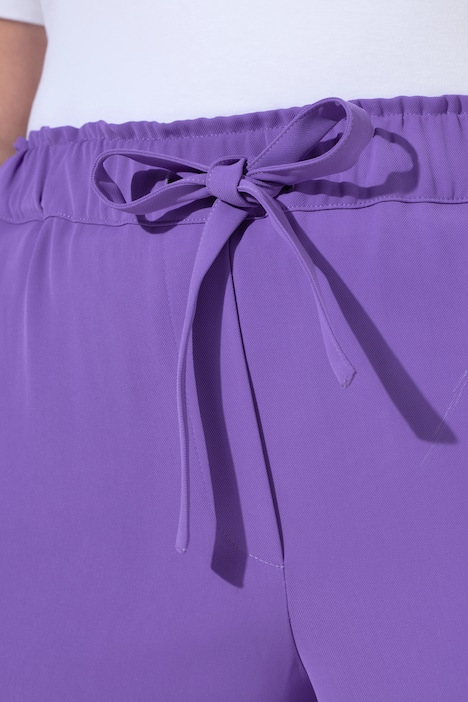 7/8-broek, persplooien, elastische tailleband, strikbandje