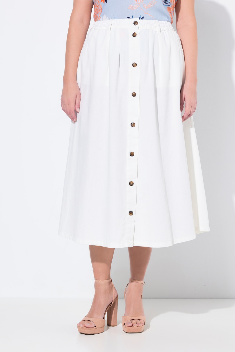 Große Größen Jeansrock, Damen, weiß, Größe: 42/44, Baumwolle, Ulla Popken