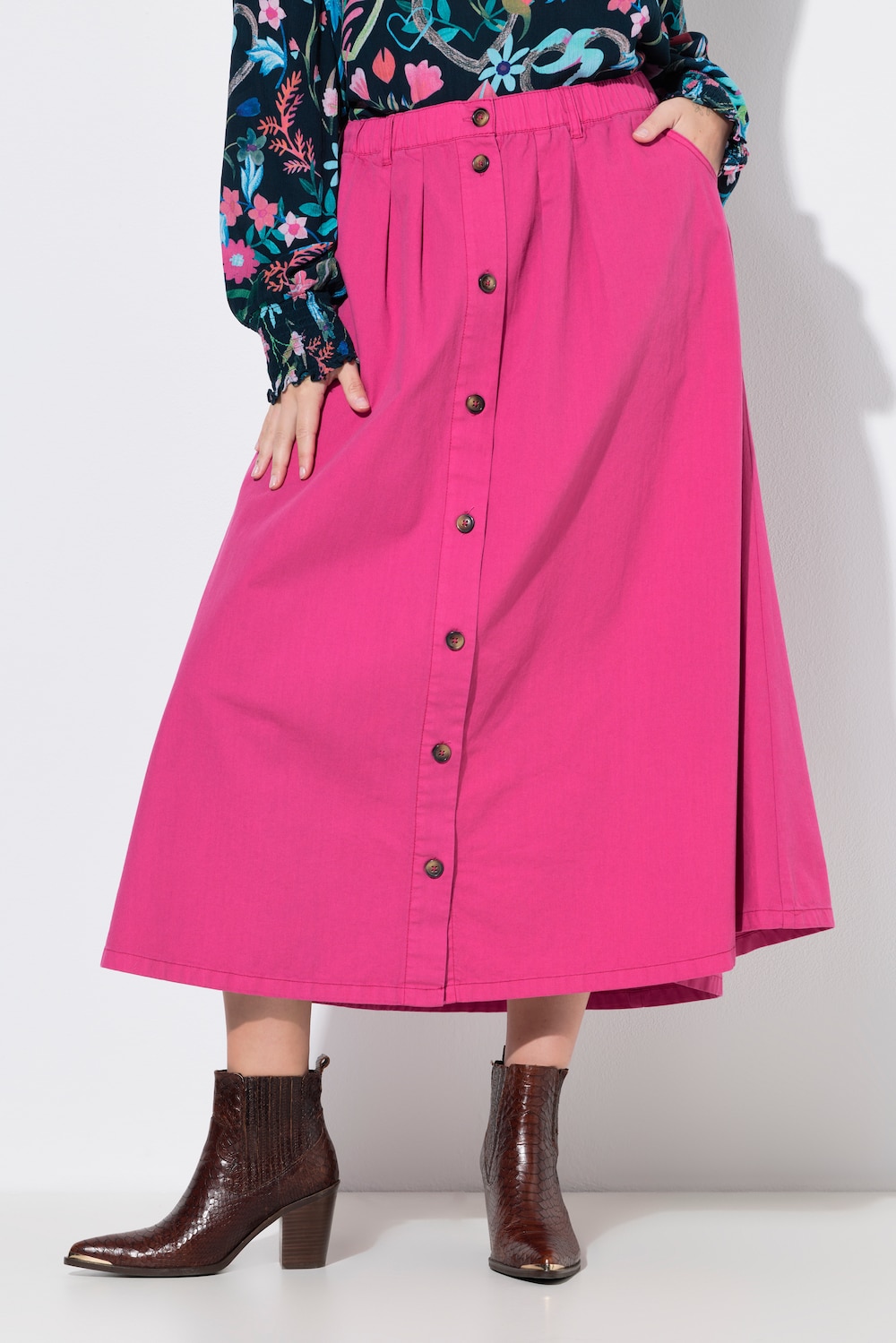 Thumbnail - Große Größen Jeansrock, Damen, rosa, Größe: 62/64, Baumwolle, Ulla Popken