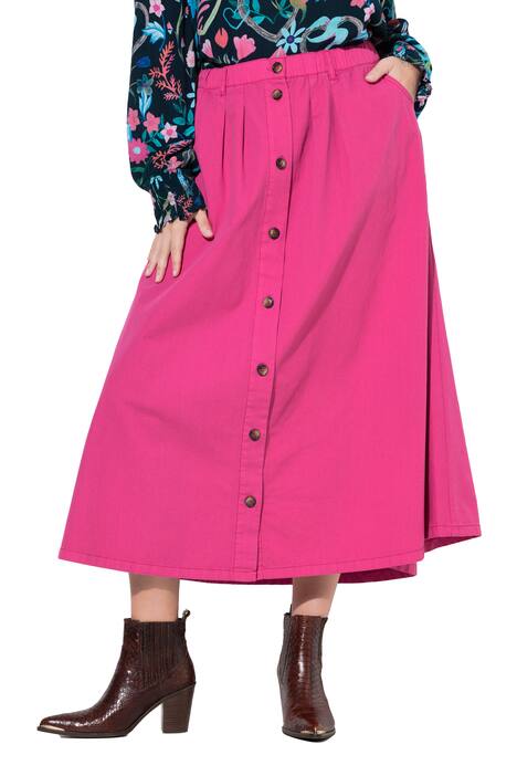 Džínová sukně, A střih, ozdobné knoflíky, elastický pas