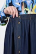 Denimnederdel, A-form, pynteknapper, elastisk linning