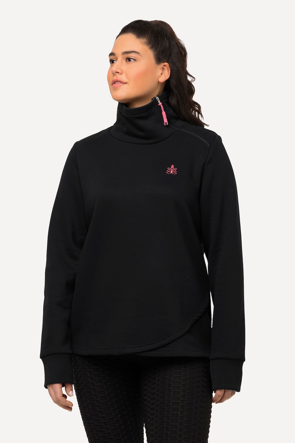 Große Größen Sweatshirt, Damen, schwarz, Größe: 42/44, Baumwolle/Polyester, Ulla Popken