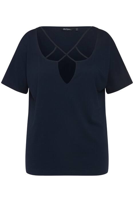 Tričko, ozdobné stuhy, tunikový výstřih, krátké rukávy