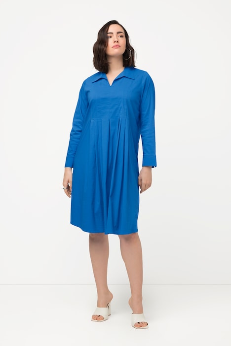 Pleated Dress with Shirt Collar