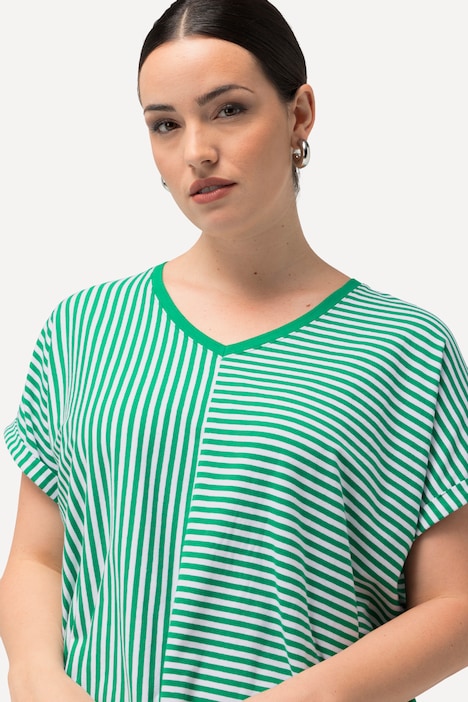 Mixed Stripe V-Neck Stretch Tee | T-Shirts | Knit Tops & Tees