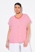 Shirt, strepenmix, oversized, V-halslijn, korte mouwen